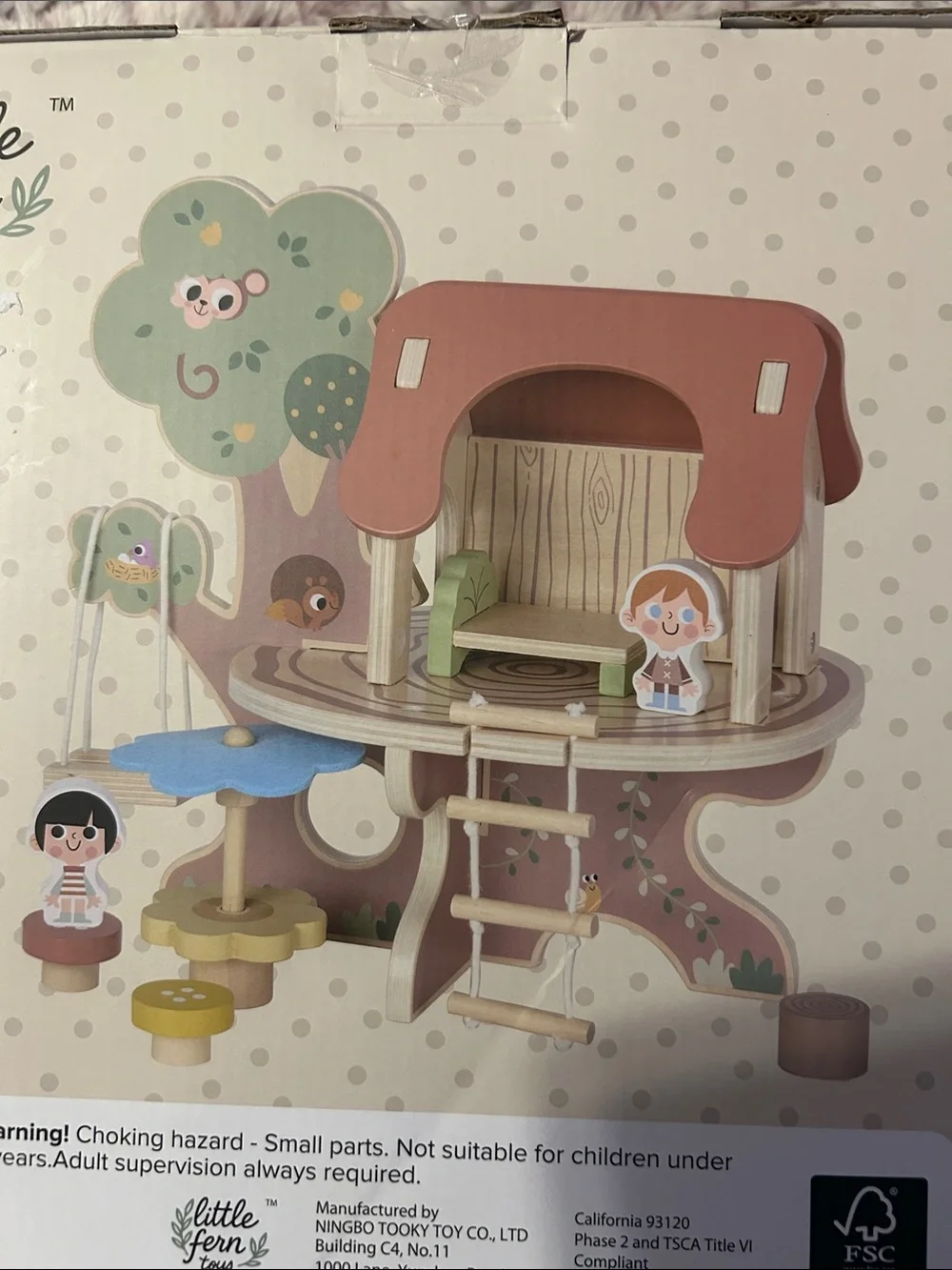 Little Fern Toys Wooden Tree House Playset - 12pc
